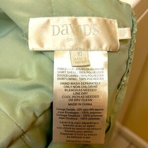 Davids Bridal Meadow green size 10, lace top, lined, chiffon skirt